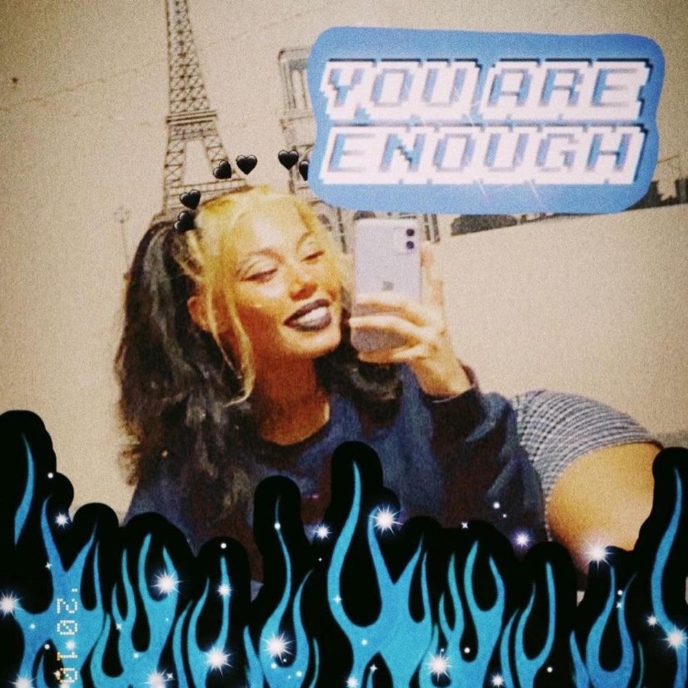 Blue plaid mini skirt w left side slit, size 2